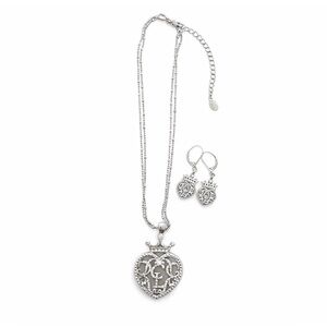 Cookie Lee Silver-toned Filigree Heart Necklace and Earring Set, NWOT